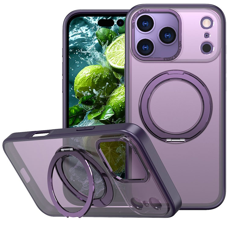 iPhone 17 Pro Mobilskal Ring Kickstand TPU PC - Mörklila | 2353 | AlltMobil