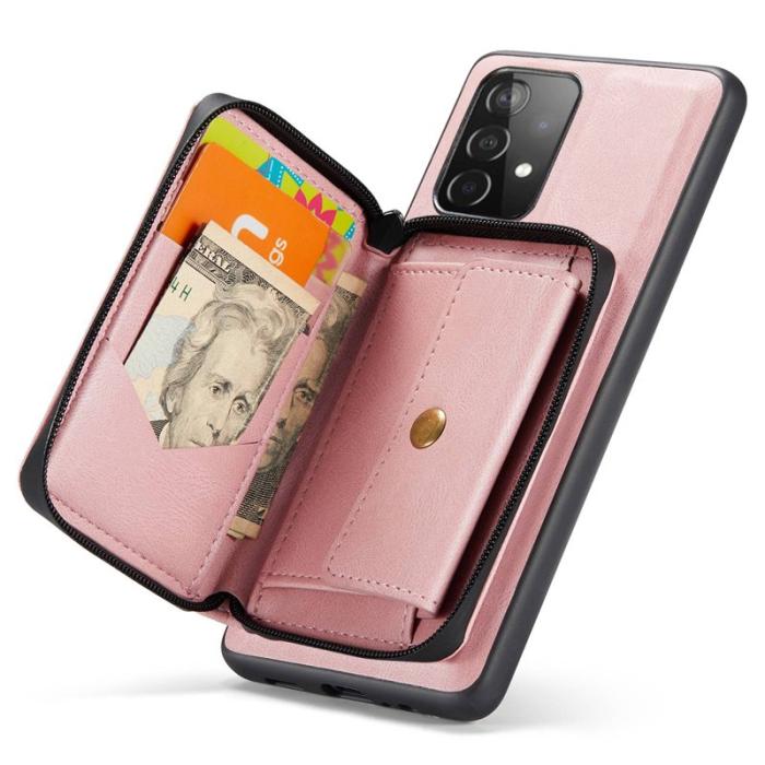 JEEHOOD - JEEHOOD Detachable Zipper Wallet Mobilskal för Samsung Galaxy A32 5G - Rosa