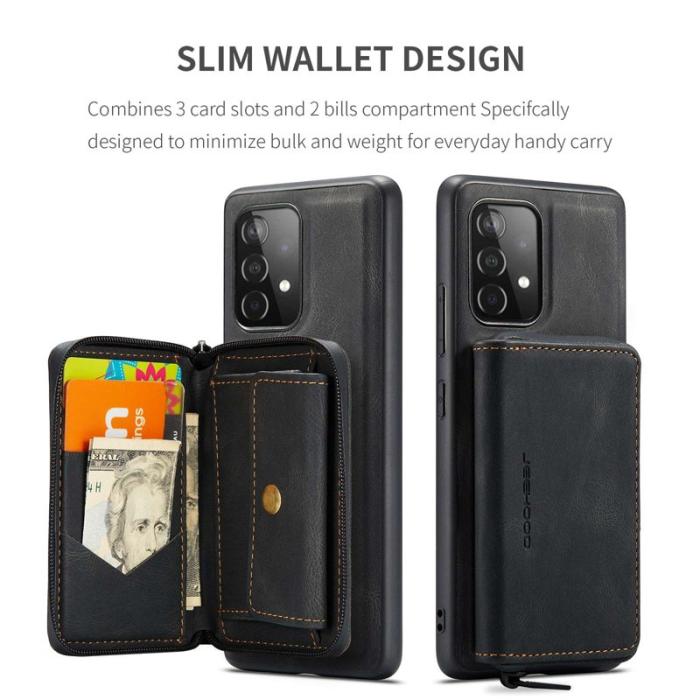 JEEHOOD - JEEHOOD Detachable Zipper Wallet Mobilskal för Samsung Galaxy A32 5G - Svart