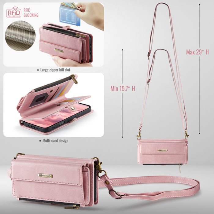 Caseme - CASEME iPhone Air Plånboksfodral Zipper RFID C39 - Rosa