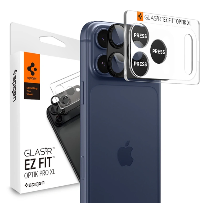 Spigen - Spigen iPhone 17 Pro Härdat Glas Kameralinsskydd EZ Fit - Svart