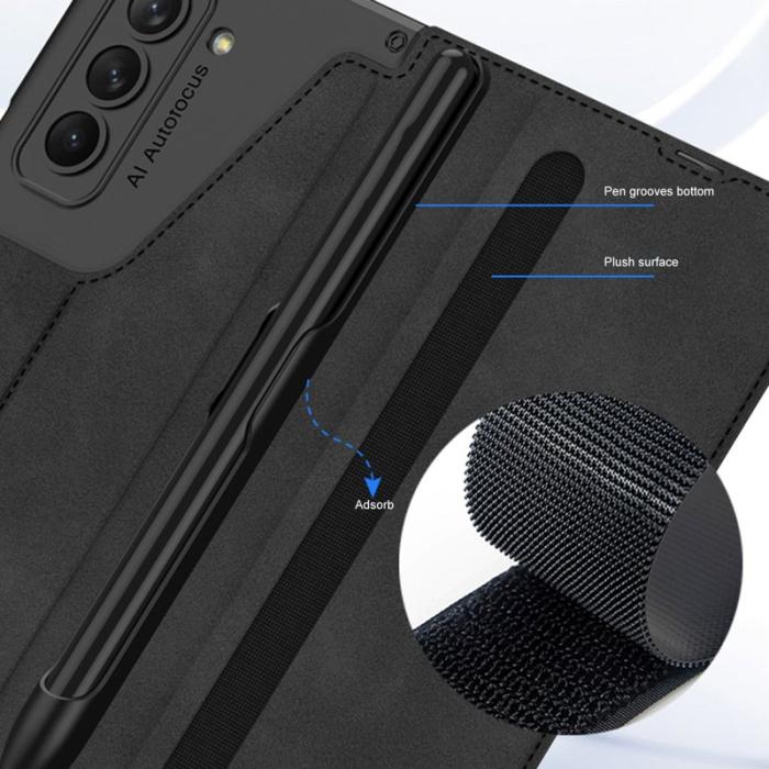 GKK - GKK Samsung Galaxy Z Fold5 Fodral KonstLäder - Svart