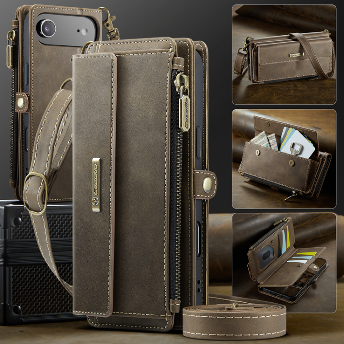 Caseme - CASEME iPhone Air Plånboksfodral Zipper RFID C39 - Brun
