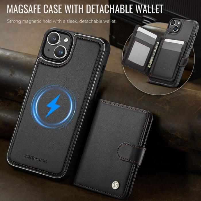 JEEHOOD - JEEHOOD J09 Mobilskal till iPhone 14 RFID Blocker Läder MagSafe - Svart