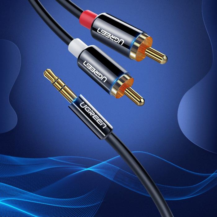 Ugreen - Ugreen 3,5 mm mini jack - 2RCA aucio kabel 3m - Svart (10590)