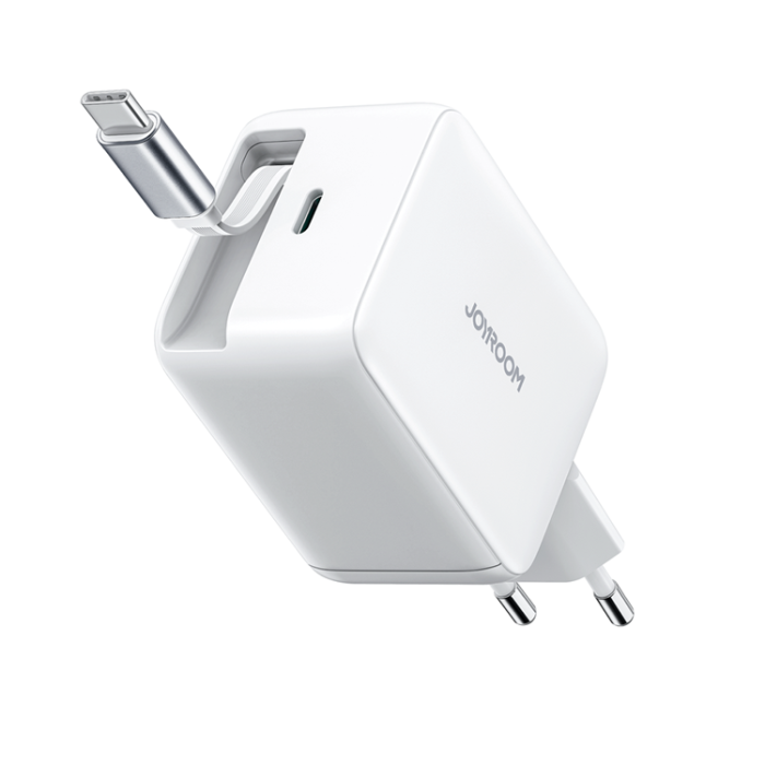 Joyroom - Joyroom Snabbladdare USB-C 67W med Retractable USB-C Kabel Vit