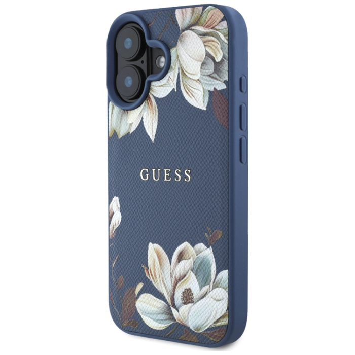 Guess - Guess iPhone 16 Mobilskal Magsafe Flower Pattern - Blå