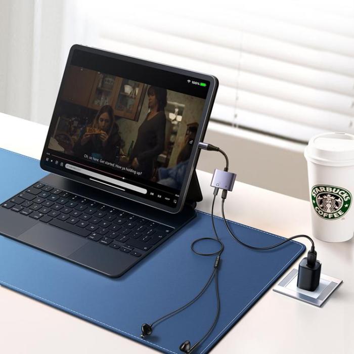 Joyroom - Joyroom 2in1 Lightning Till 2x Lightning DAC Adapter - Svart