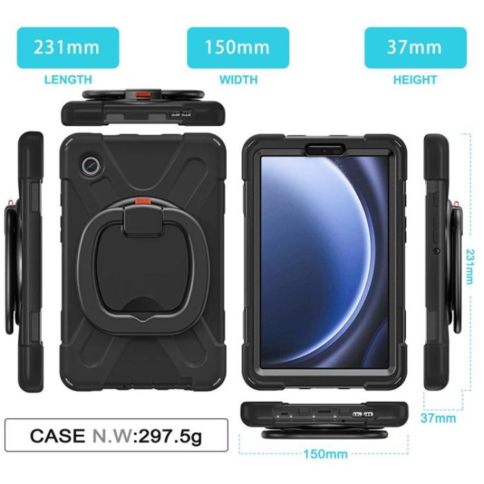 A-One Brand - Galaxy Tab A9 Skal Kickstand Handle Grip - Svart