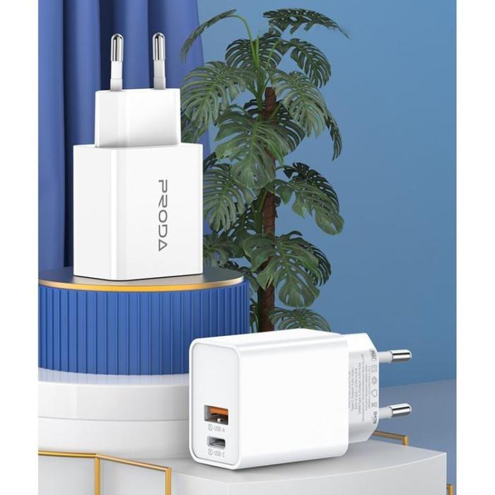 UTGATT5 - Proda Snabbladdare USB & USB-C, PD, 3A, 20W