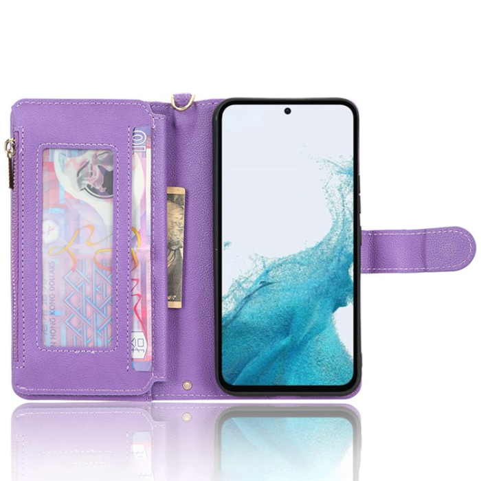 OEM - Galaxy A34 5G Plånboksfodral Zipper med Rem - Lila