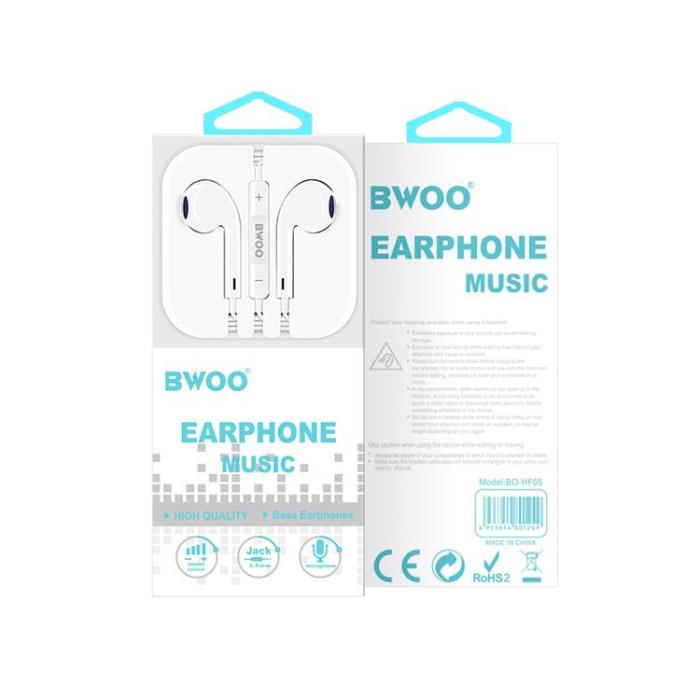 BWOO - BWOO In-Ear Trådbundna Hörlurar Jack 3.5mm Stereo - Vit