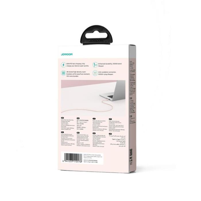 Joyroom - Joyroom USB-C till USB-C kabel 60W 1m Multi-Color - Rosa
