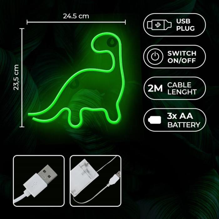 Neolia - Neolia LED Neon Light DINOSAUR NNE01 - Grön