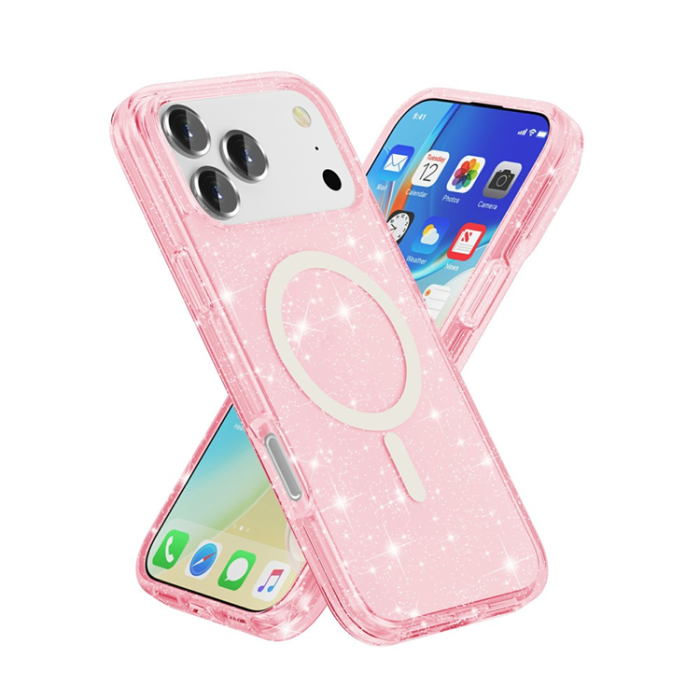 A-One Brand - iPhone 17 Pro Mobilskal MagSafe Puderglitter - Rosa
