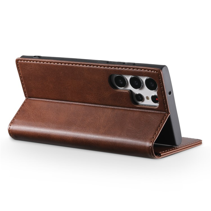 SUTENI - SUTENI Galaxy S23 Ultra Plånboksfodral Kickstand Flip - Brun