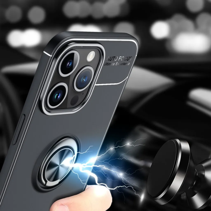 Taltech - iPhone 15 Pro Max Mobilskal Ringhållare - Blå