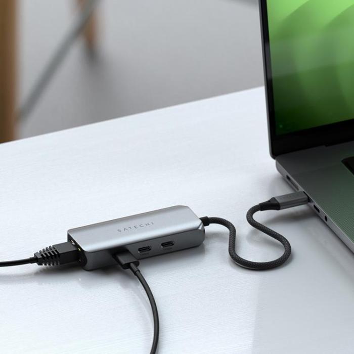 Satechi - Satechi 4-i-1 USB-C-Hubb med 25 gigabit Ethernet - Rymdgrå