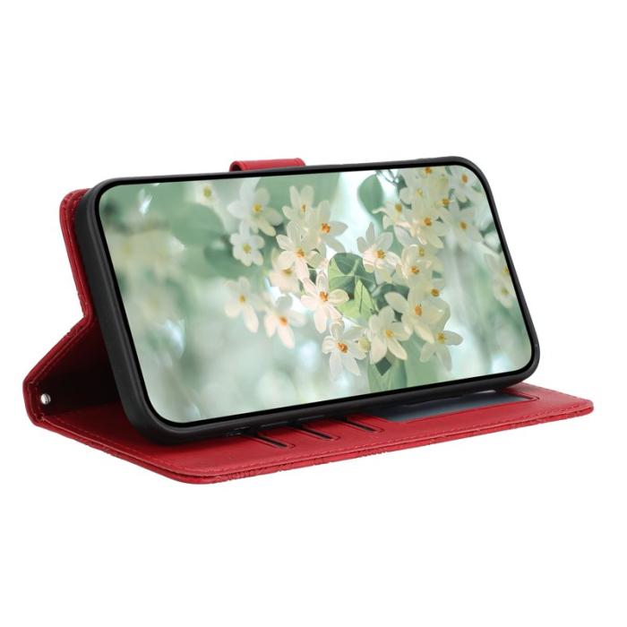 OEM - Samsung Galaxy S26 Plånboksfodral Blommönster Konstläder Flip - Röd