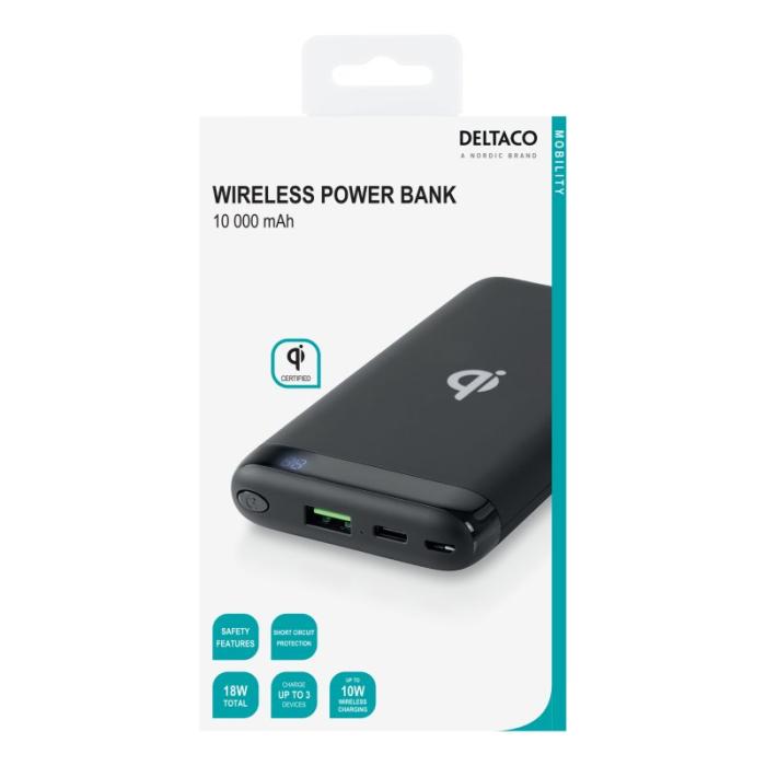 UTGATT1 - Trådlös powerbank 10000 mAh, 1x USB-A snabbladdning, 1x USB-C PD