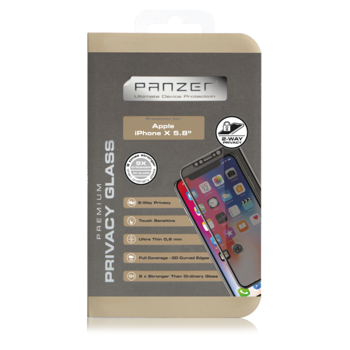 UTGATT5 - Curved Privacy Glass 2-way till iPhone X/Xs/11 Pro