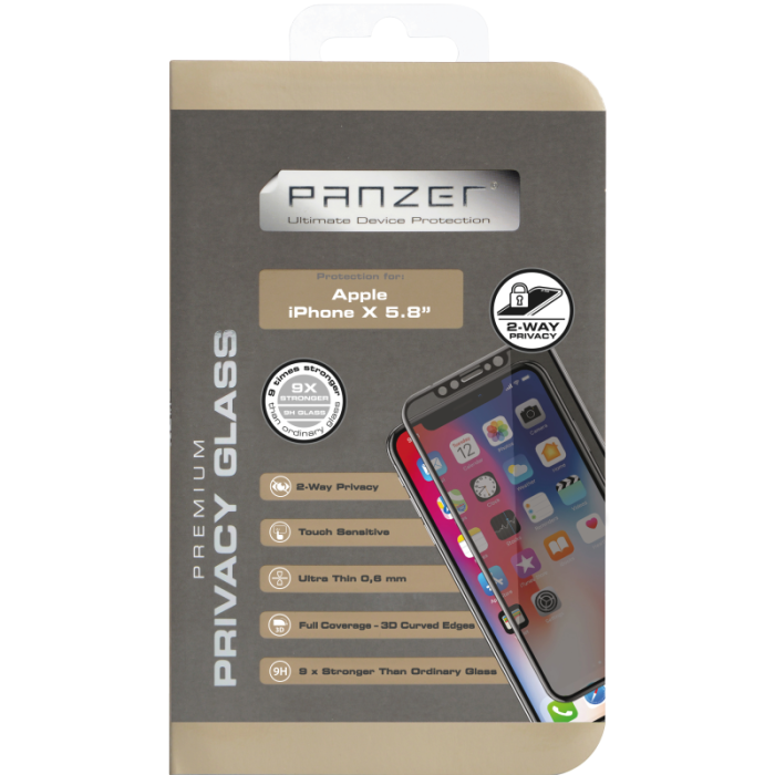 UTGATT5 - Curved Privacy Glass 2-way till iPhone X/Xs/11 Pro