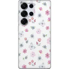 Gustaf - Mobilskal till Samsung Galaxy S25 Ultra med Blommor och fj&auml;rillar