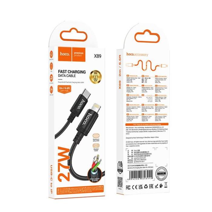 Hoco - HOCO USB-C till Lightning Kabel 27W 2m X89 - Svart