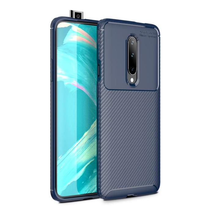 UTGATT1 - Carbon Fiber Mobilskal till OnePlus 7 Pro - Blå