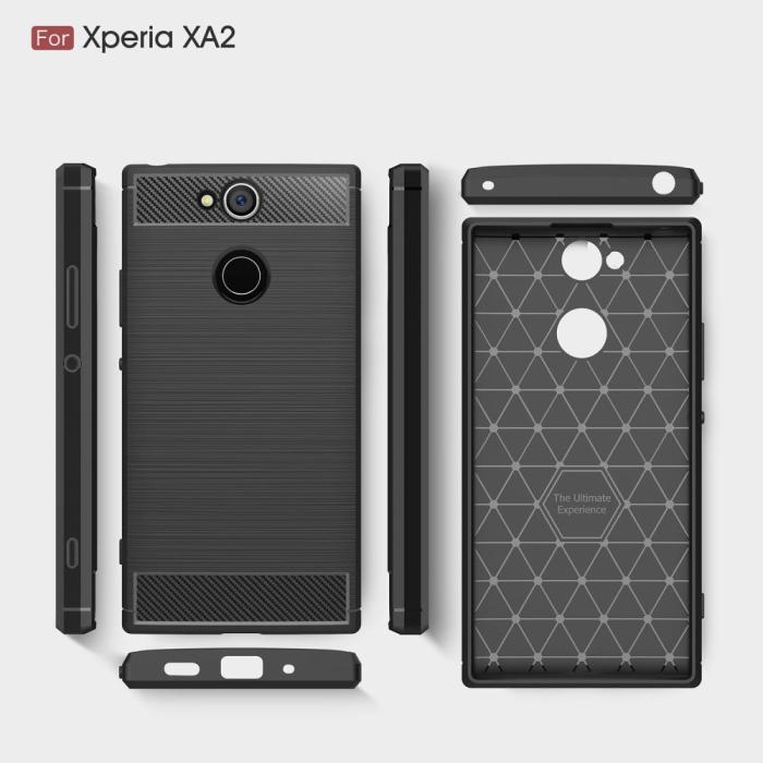 UTGATT4 - Carbon Brushed Mobilskal till Sony Xperia XA2 - Röd