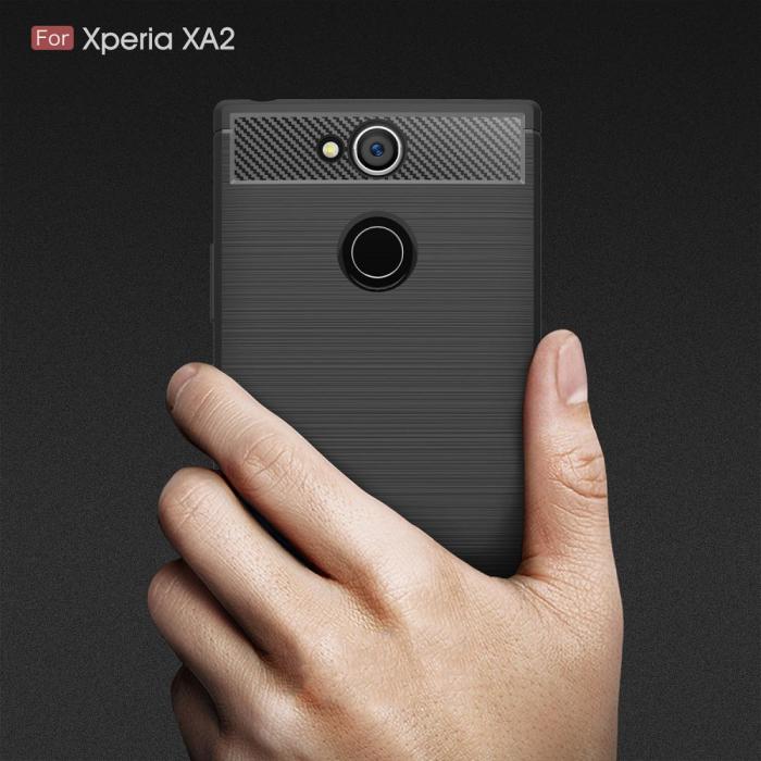 UTGATT4 - Carbon Brushed Mobilskal till Sony Xperia XA2 - Röd