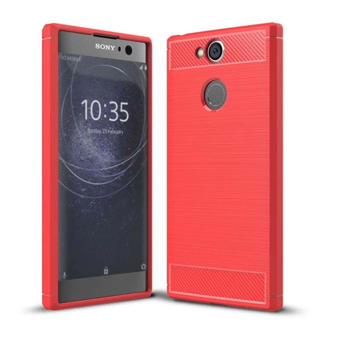 UTGATT4 - Carbon Brushed Mobilskal till Sony Xperia XA2 - Röd