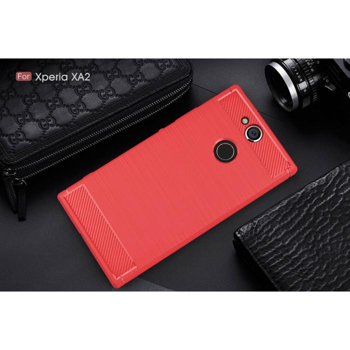 UTGATT4 - Carbon Brushed Mobilskal till Sony Xperia XA2 - Röd