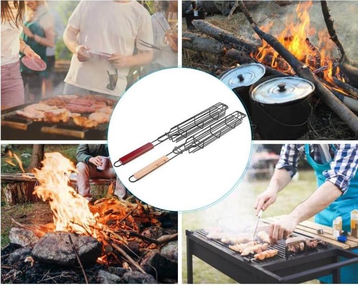 OEM - [2 Pack] Bärbar Grillkorg i rostfritt stål - Återanvändbar