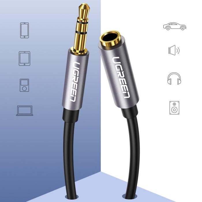 Ugreen - Ugreen AUX 3.5mm mini jack extensionssladd Kabel 1m Silver