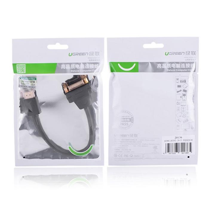 Ugreen - Ugreen DVI 24+5 pin female HDMI male Kabel adapter 22 cm Svart