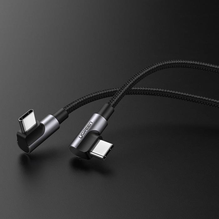 Ugreen - Ugreen USB-C till USB-C kabel vinklad FCP 3 A 1m Grå