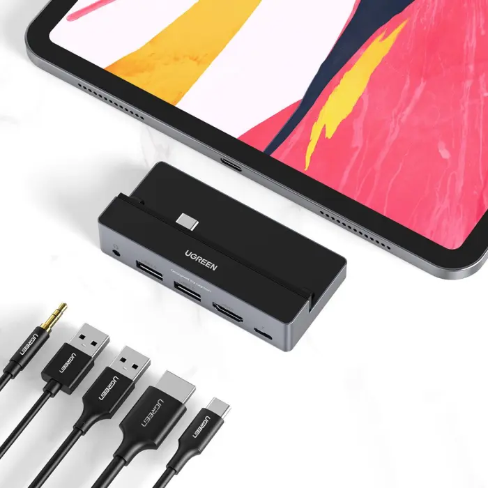 Ugreen - UGreen 5in1 USB-C HUB 3.2 Gen 1 100 W Grå