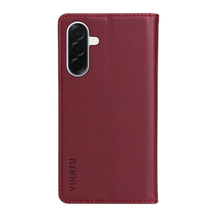 YIKATU - YIKATU Samsung Galaxy A37 Plånboksfodral Konstläder - Vinröd