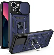 Ruhtel - iPhone 13 Skal med Ringhållare Hybrid Armor Camshield - Blå