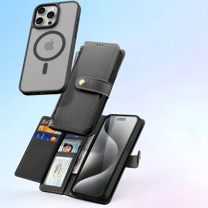 Dux Ducis - Dux Ducis iPhone 15 Pro Plånboksfodral Lawa Läder - Svart