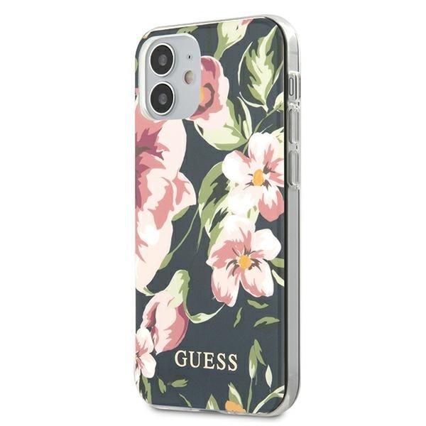 Guess Skal iPhone 12 mini Flower Collection - Navy Blå | 2353 | AlltMobil