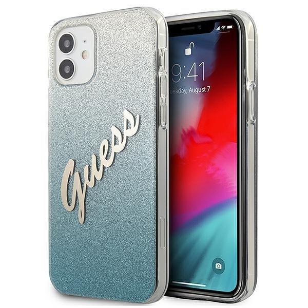 Guess Skal iPhone 12 Mini Glitter Gradient Script - Blå | 2353 | AlltMobil