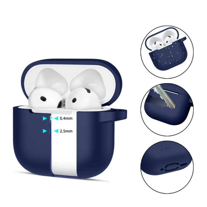 Tech-Protect - Tech-Protect Airpods 4 Skal Silikon Hook - Marinblå