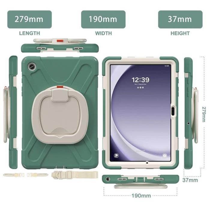 A-One Brand - Galaxy Tab A9 Plus Skal Kickstand Handle Grip - Emerald Grön