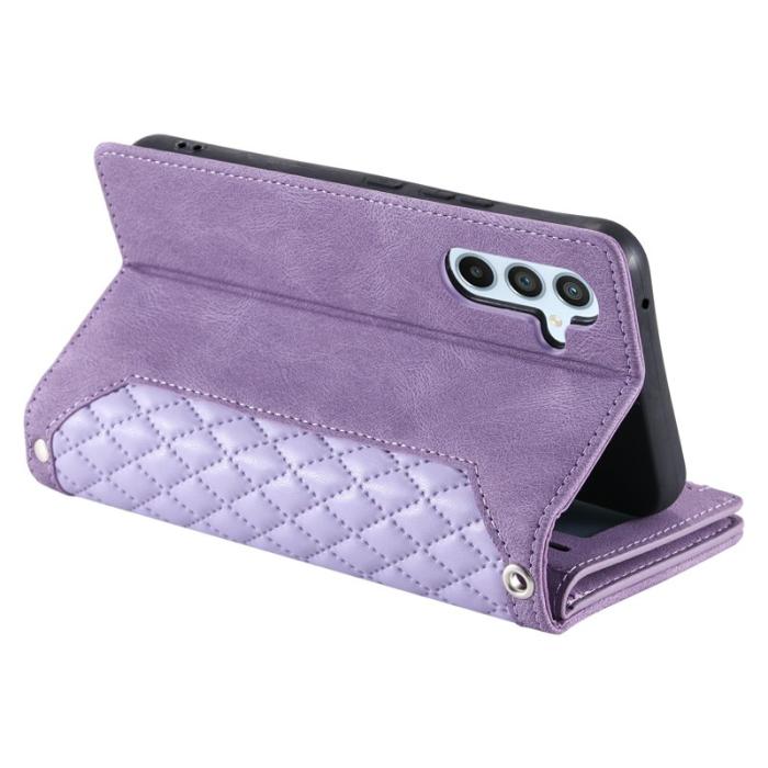 OEM - Samsung Galaxy S26 Plånboksfodral Rhombus Stitching Line Konstläder - Lila