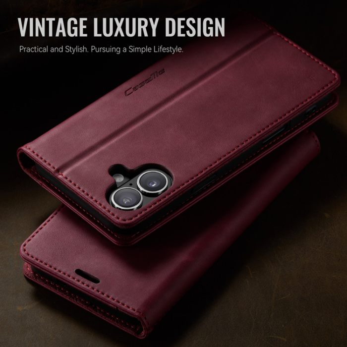 Caseme - Caseme iPhone 17 Plånboksfodral RFID Blocking 033 Series - Röd