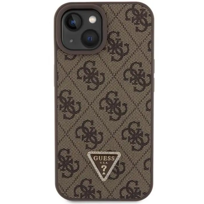 Guess - Guess iPhone 15 Mobilskal Crossbody Metall Logo - Brun