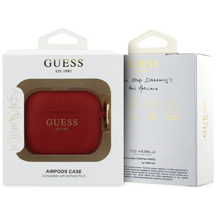 Guess - Guess AirPods Pro 3 Skal Silicone Glitter Ring
