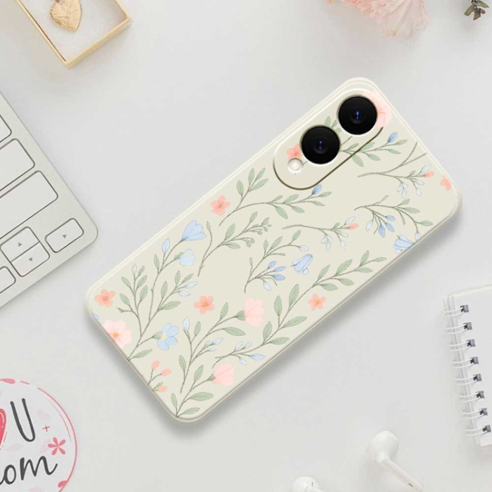 A-One Brand - Galaxy S25 Edge Mobilskal Pink Blue Flowers Straight Edge - Grön